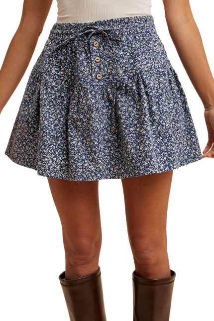 Ditsy Floral Brushed Woven Flare Mini Skirt