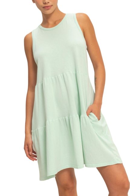 Sleeveless Crewneck Tiered Mini Dress