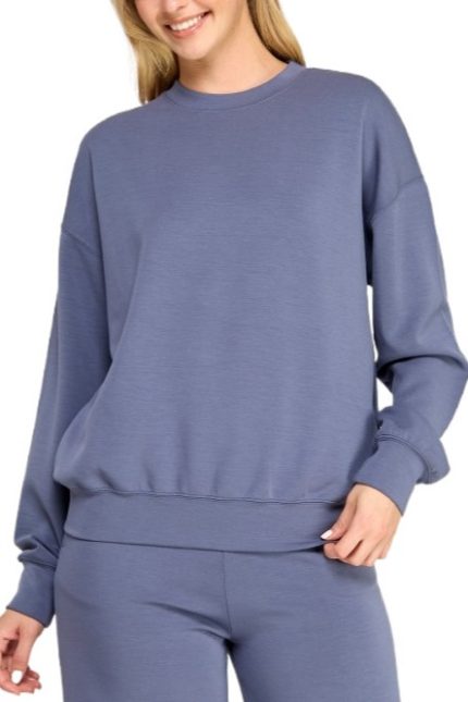 Soft Cloud Scuba Fabric Crew Neck Sweatshirt