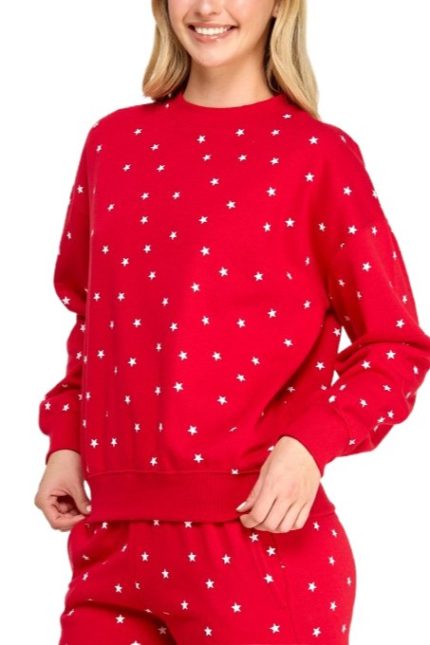 Fleece Sweatshirt With Star All Over Print