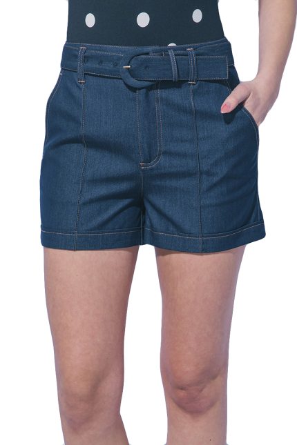 Belted Denim Shorts