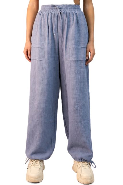 Wide Leg Gauze Solid Pants