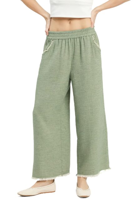 Frayed Hem Wide Leg Pants
