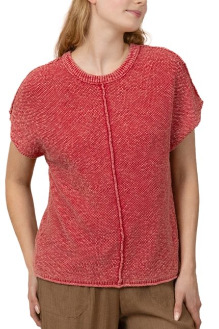 Mineral Washed Knit Casual Sweater Top
