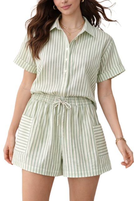 Woven Set Featuring Vertical Stripe Pattern