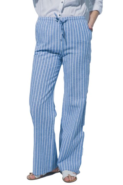 Drawstring Striped Linen Pants