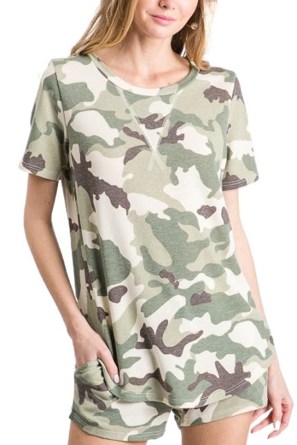 Camo Short Sleeve Top