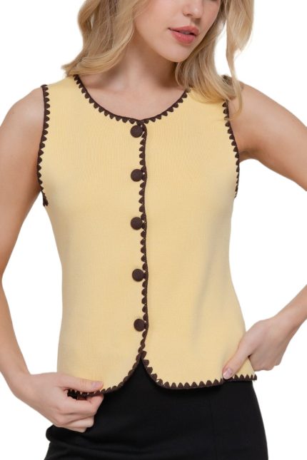 Sleeveless Embroidery Sweater Top