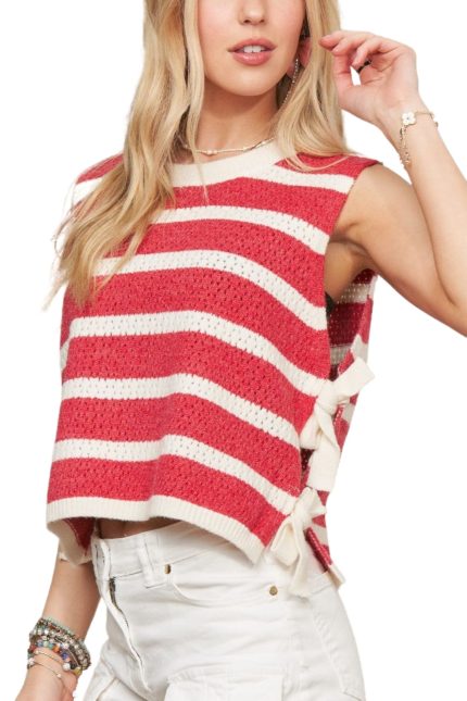 Striped Sleeveless Knit Sweater Tank