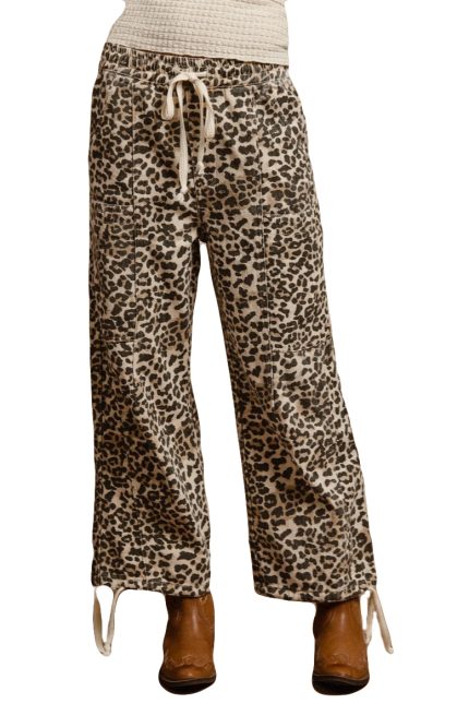 Leopard Print Drawstring Pants