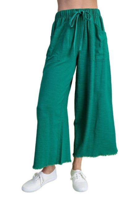 Frayed Wide Leg Pants With Pockets