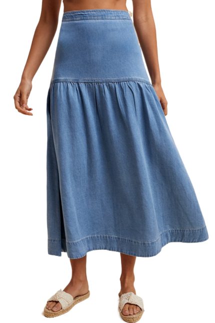 Lyocell Denim Yoke Detailed Maxi Skirt