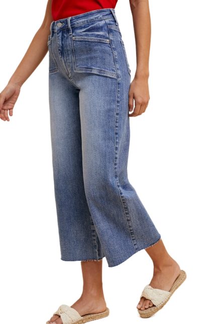 High Rise Comfort Stretch Wide Leg Denim Jeans