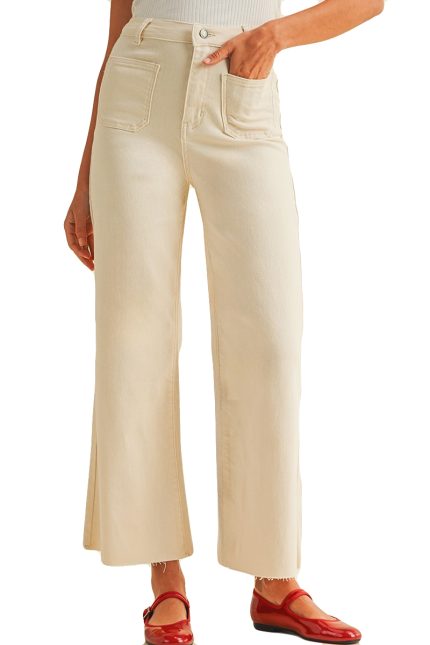 Front Two Pocket Stretch Wide Leg Denim Jeans