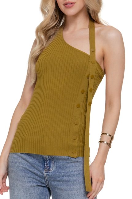 Sleeveless Halter Neck Sweater Top