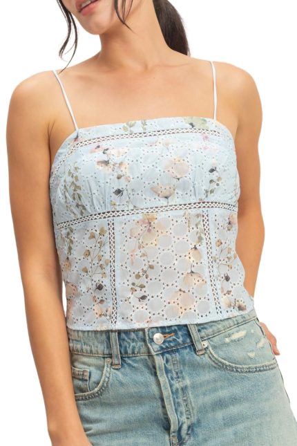 Lace Trim Floral Strap Tank