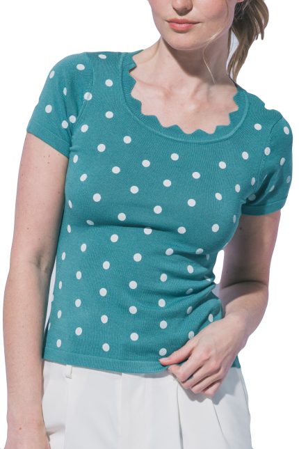 Casual Polka Dot Ribbed Top
