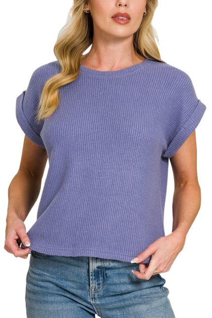 Short Sleeve Crew Neck Sweater Top