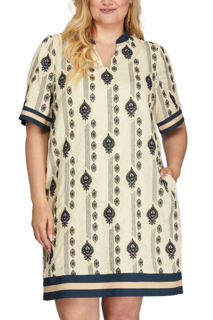 Plus Embroided Mini Dress