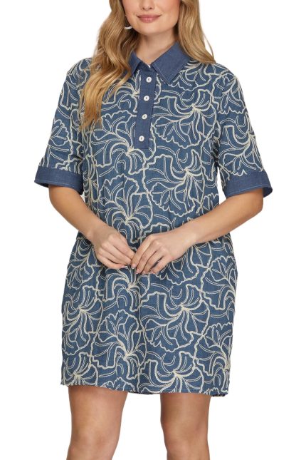 Embroidered Mini Dress