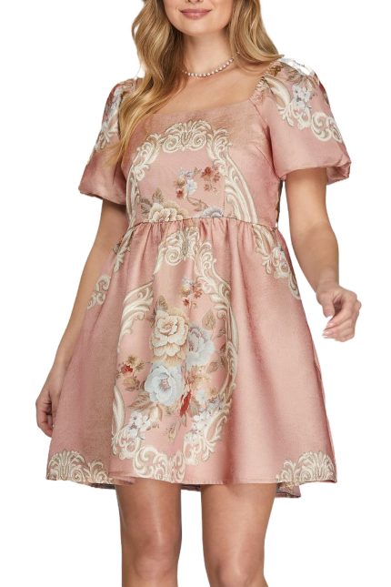 Floral Print Babydoll Mini Dress