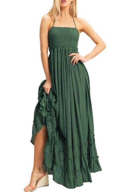 Smocked Halter Maxi Dress