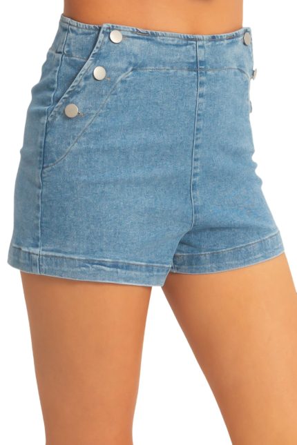 Button-detail Denim Shorts