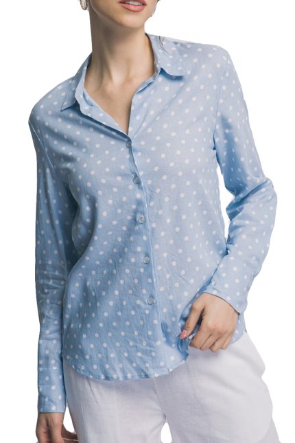 Collared Polka-dot Button-down Shirt