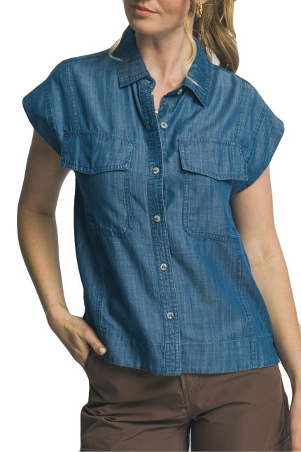 Tencel Sleeveless Collared Shirt