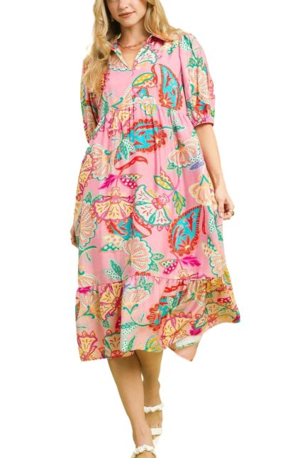 Mix Paisley Print Maxi Dress