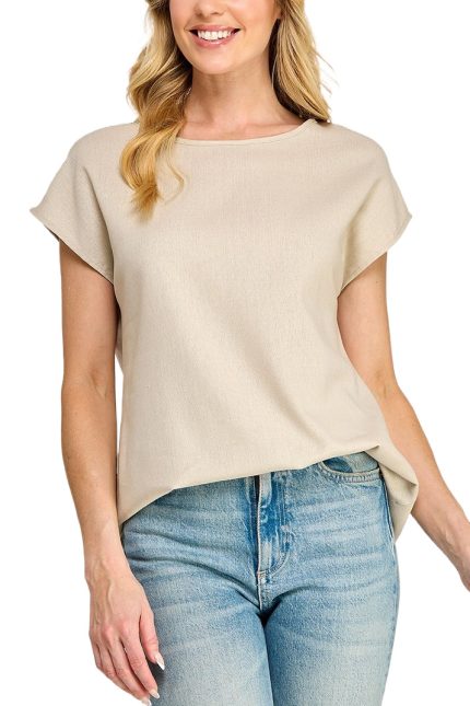 Classic Cap Sleeve Linen Basic Top