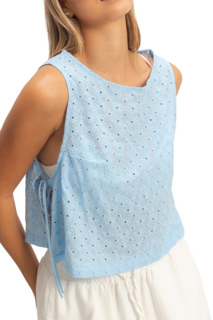 Sleeveless Textured Top With Side Straps