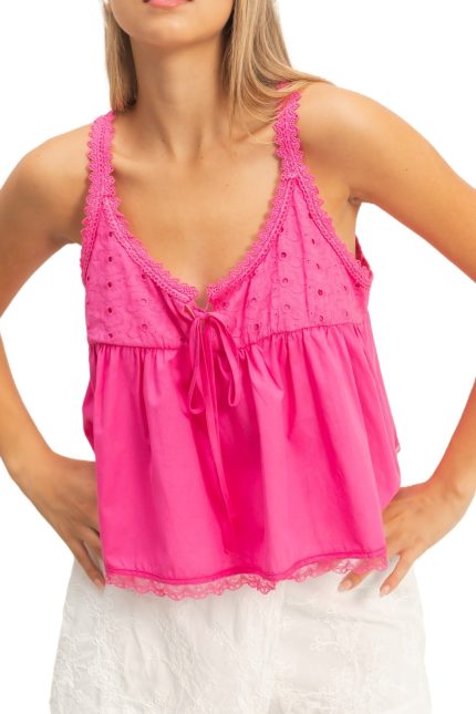 Scalloped Lace Trim Tank Top