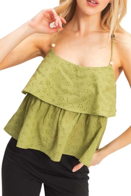 Tiered Floral Eyelet Top