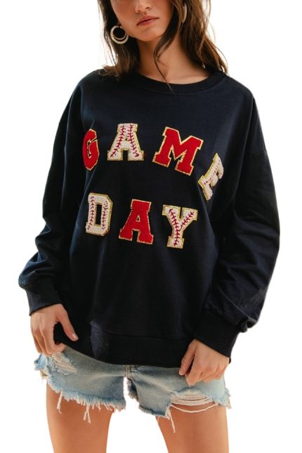 Baseball Gameday Patches French Terry Pullover