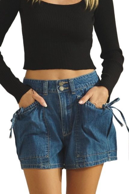Denim Shorts With Pocket Detail
