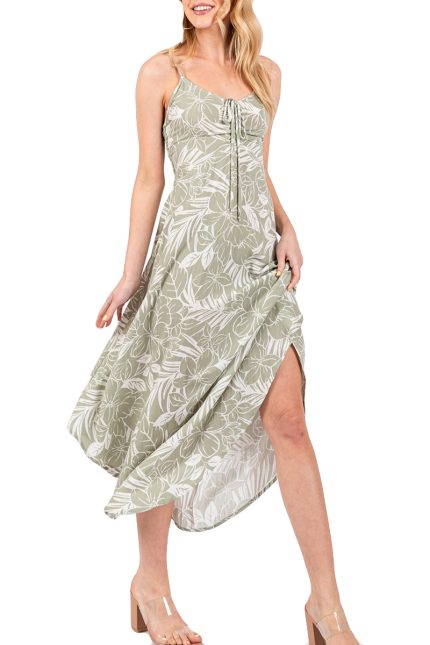 Print Ruched Midi Dress