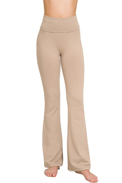 Premium Cotton Fold Over Yoga Flare Pants