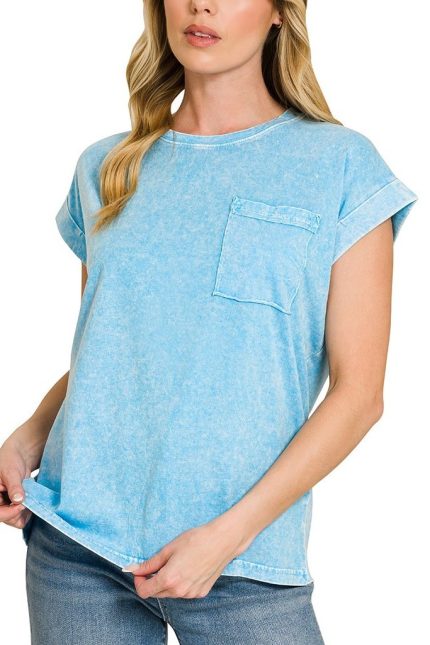 Halo Snow Washed Cuffed Short Sleeve Tee