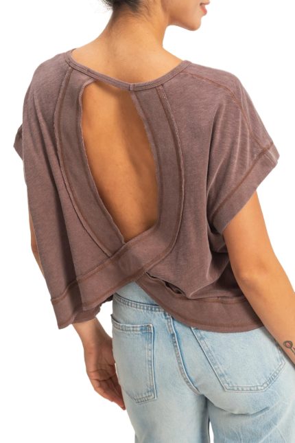 Acid Wahsed Cross Detail Open Back Top