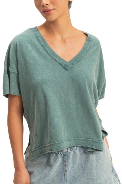Oversized V-neck Short Sleeve Top