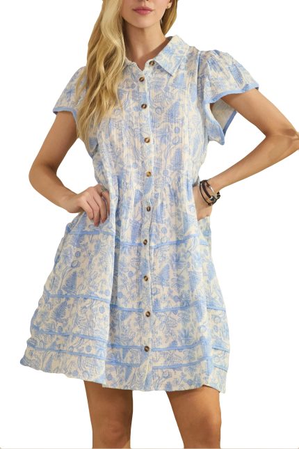 Vintage-inpired Floral Shirt Dress