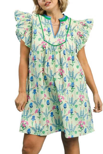 Plus Floral Print Mini Dress