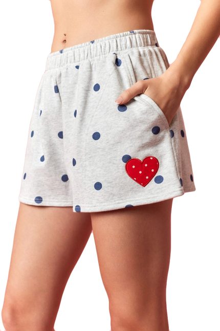Heart Pin Dot Patch Polka Dot Shorts