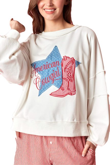 American Cowgirl Boots And Star Patched Sweatshirt