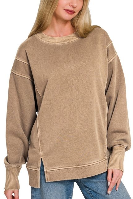 Pigment Dye Exposed-seam Fleece Sweatshirt