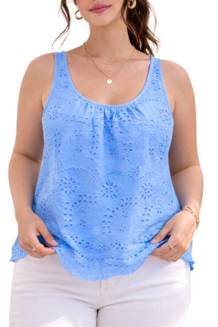 Plus Eyelet Woven Tank Top