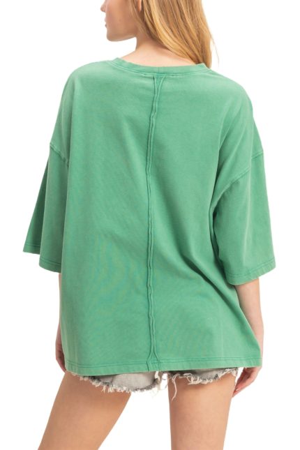 Washed Oversized Crew Neck Top