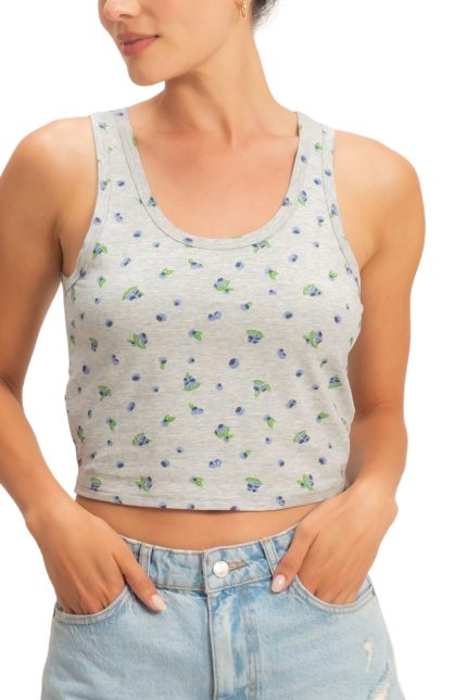 Scoop Neck Blueberry Print Tank