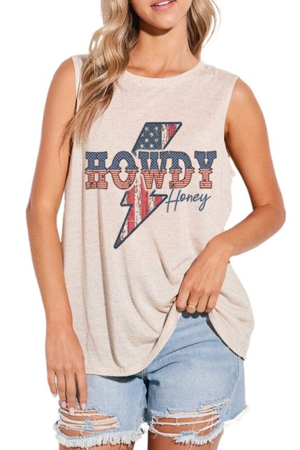 American Howdy Usa Print Muscle Tank Top